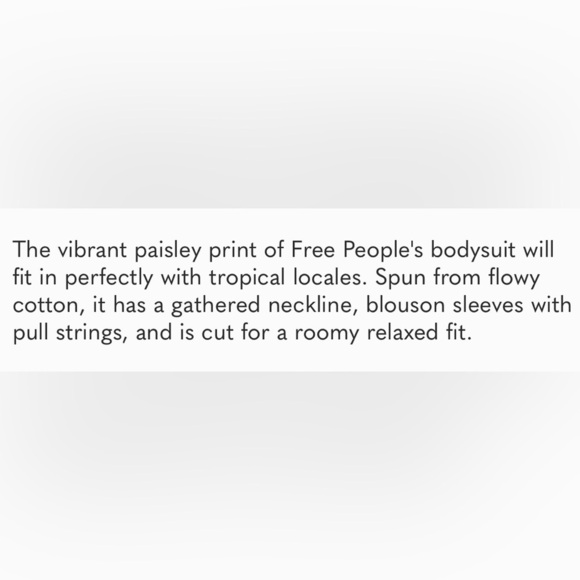 Free People Sundown Paisley Bodysuit Size XS.  NWT - Picture 12 of 12